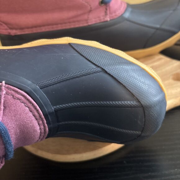 Sperry Port Boot Girls Purple Duck Rain Boot Rubber Flat Socks Size 5M Preowned - Picture 12 of 16